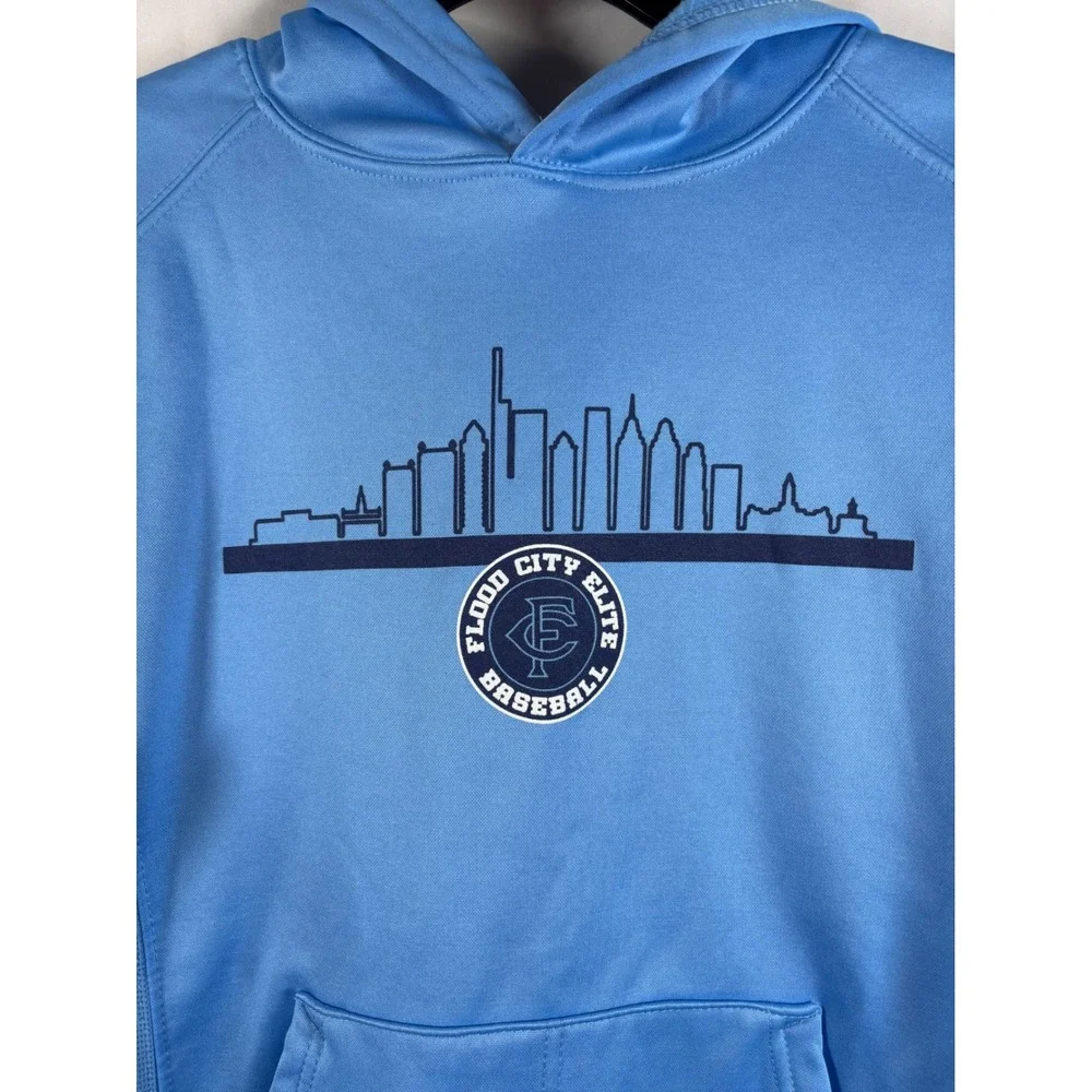 Badger Sport Youth Medium Blue Flood‎ City Elite Baseball Hoodie Long Sleeve